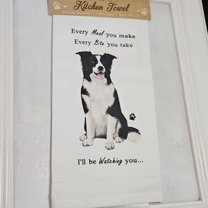 Tea Towel With Black and White Border Collie Quote